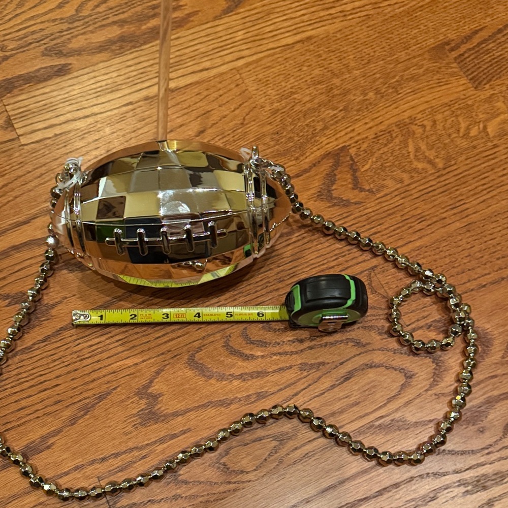 Silver Football-Shaped Beverage Cup purse with Straw and Chain